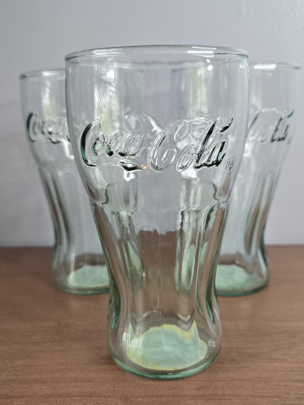 Vintage Coca-Cola Indiana Glass Georgia Green Tumblers Coke Glasses Set Of 3. 6"